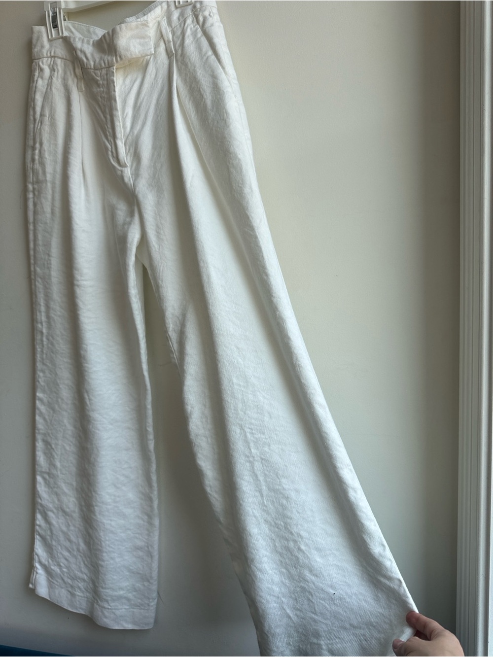 Reiss White Linen Trousers - Tailored Pleat Waist